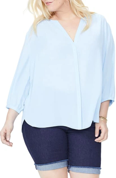Shop Nydj Pintuck Pleat Crepe Blouse In Tranquility