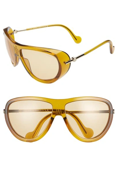 Shop Moncler 61mm Polarized Aviator Sunglasses In Transparent Yellow/ Champagne