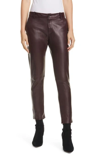 Shop Nili Lotan East Hampton Leather Pants In Burgundy