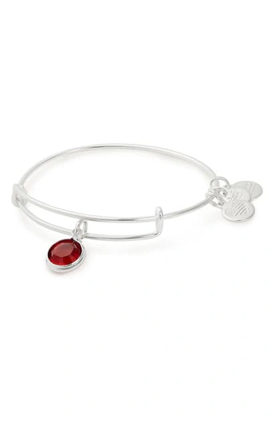 Shop Alex And Ani Color Code Adjustable Wire Bangle In January - Scarlet/ Silver