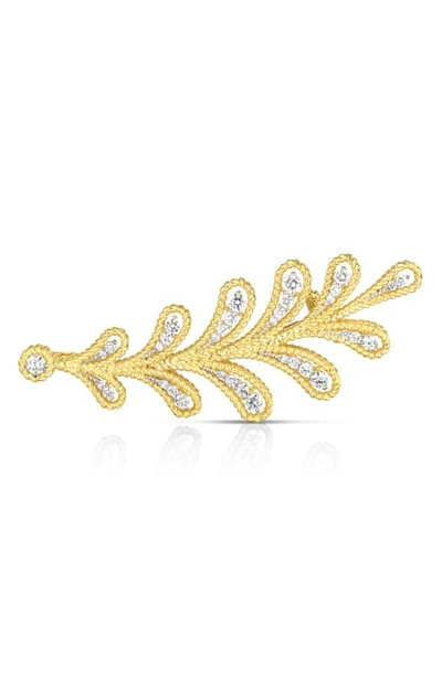 Shop Roberto Coin Byzantine Barocco Diamond Leaf Brooch In Yellow Gold