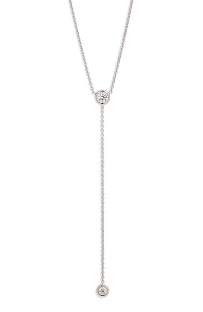 Shop Roberto Coin Tiny Treasures Diamond Y-necklace In White Gold