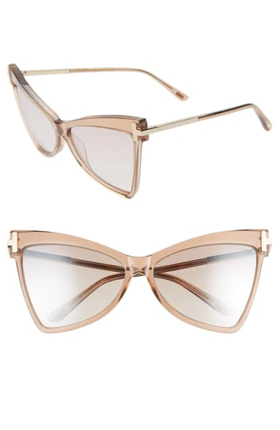 Shop Tom Ford Tallulah 61mm Cat Eye Sunglasses In Rose Champagne/ Brown