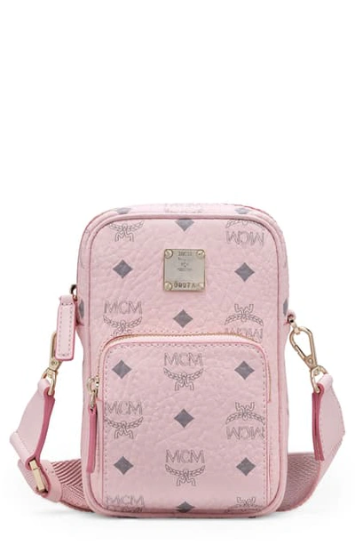 Shop Mcm Mini Visetos Original Coated Canvas Crossbody Bag In Powder Pink