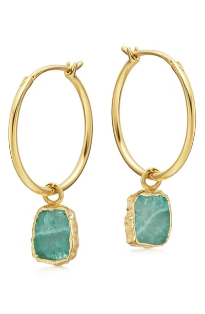 Shop Missoma Lena Medium Amazonite Charm Hoop Earrings In Gold