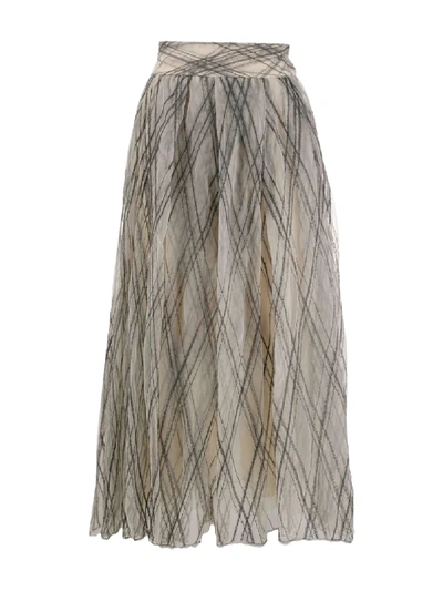 Shop Brunello Cucinelli Geometric Pleated Skirt In Neutrals