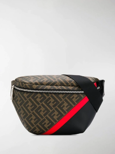 Shop Fendi Monogram Print Belt Bag In Brown