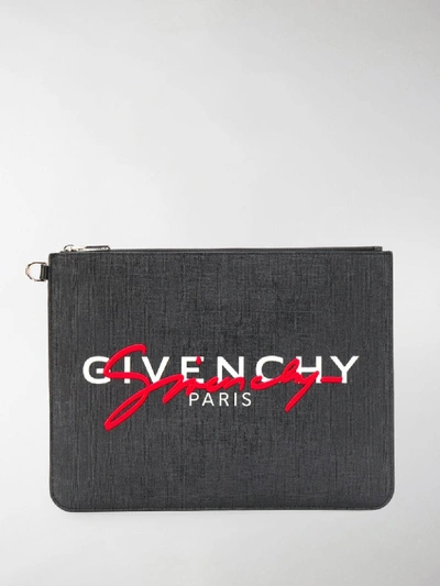 Shop Givenchy Logo Print Clutch Bag In Black