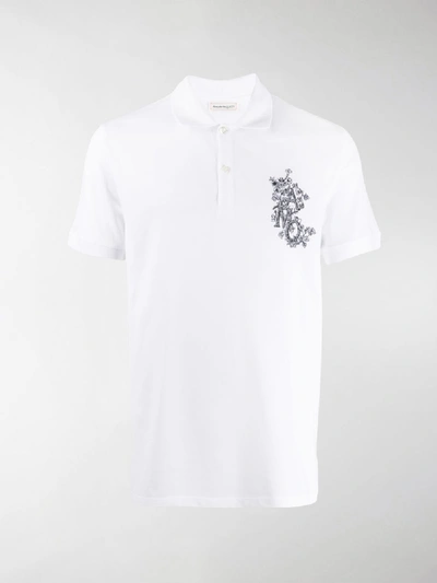 Shop Alexander Mcqueen Logo-embroidered Polo Shirt In White