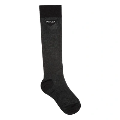 Shop Prada Black Wool Socks