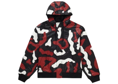 Pre-owned Supreme  Camo Leather Hooded Jacket Red Camo