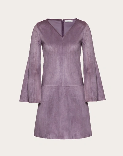 Shop Valentino Suede Dress In Violet Gray