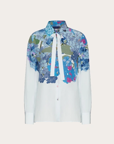 Shop Valentino Printed Crepe De Chine Shirt In Ivory