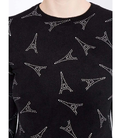 Shop Balenciaga Embellished Eiffel Tower Print Sweater In Black