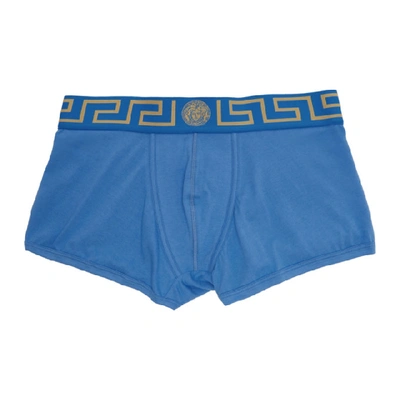 Shop Versace Underwear Blue Medusa Low-rise Boxer Briefs In A9x4 Blugld