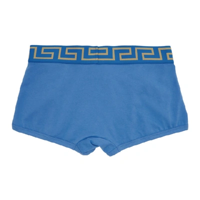 Shop Versace Underwear Blue Medusa Low-rise Boxer Briefs In A9x4 Blugld