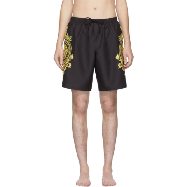 black and gold versace swim shorts