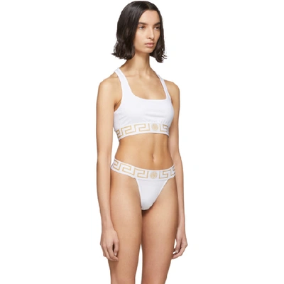 Shop Versace Underwear White Medusa Sports Bra In A1001 White