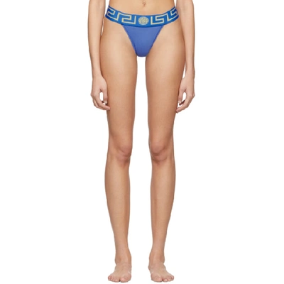Shop Versace Underwear Blue Medusa Thong In A1400 Blue