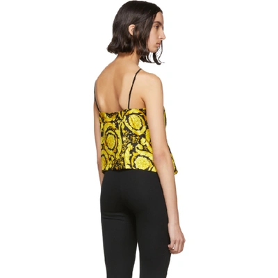 Shop Versace Underwear Multicolor Silk Baroque Tank Top In A7900 Black