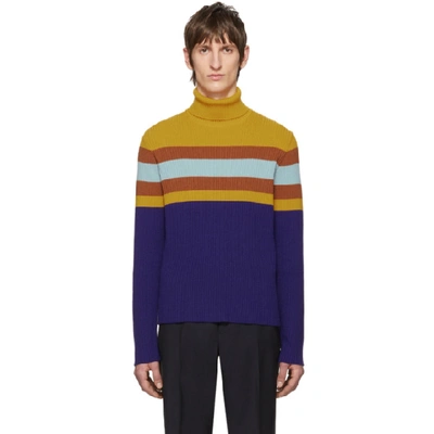 Shop Gucci Multicolor Wool Striped Turtleneck In 7546 Multi