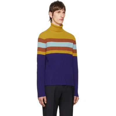 Shop Gucci Multicolor Wool Striped Turtleneck In 7546 Multi
