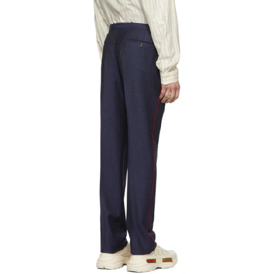 Shop Gucci Blue Wool Fine Dots Trousers In 4333 Beige