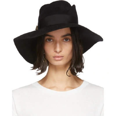 Shop Gucci Black Felt Wide-brim Hat In 1000 Black