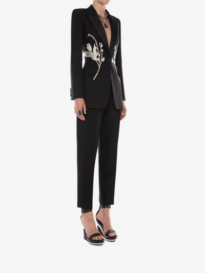 Shop Alexander Mcqueen Endangered Flower Embroidered Jacket In Black