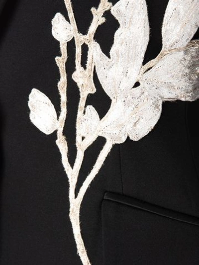 Shop Alexander Mcqueen Endangered Flower Embroidered Jacket In Black