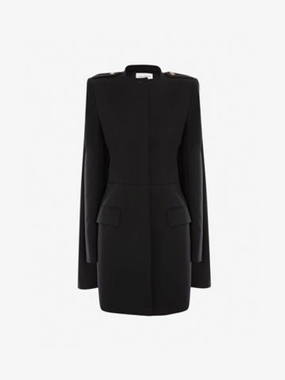 Shop Alexander Mcqueen Light Wool Silk Cape In Black