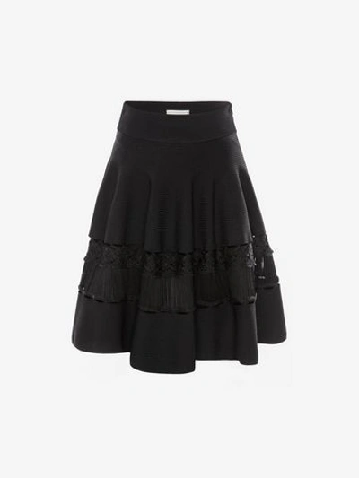 Shop Alexander Mcqueen Engineered Ottoman Knit Skirt In Black