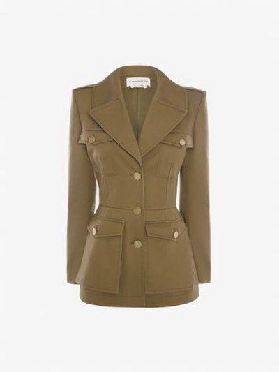 Shop Alexander Mcqueen Military Jacket In Khaki Green