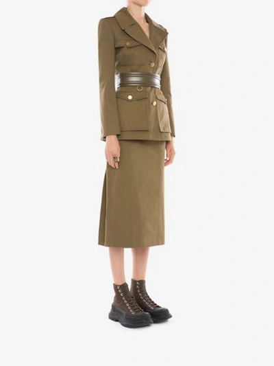 Shop Alexander Mcqueen Military Jacket In Khaki Green