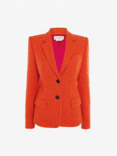 Shop Alexander Mcqueen Bouclé Tweed Jacket In Amber