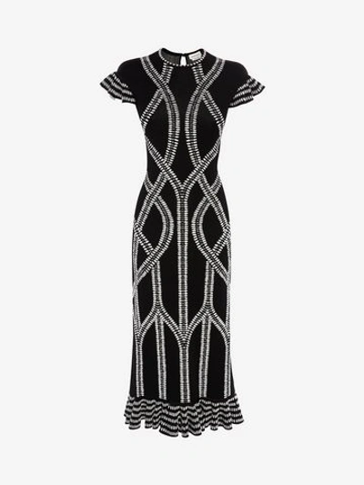 Shop Alexander Mcqueen Bi-color Jacquard Knit Dress In Black/ivory