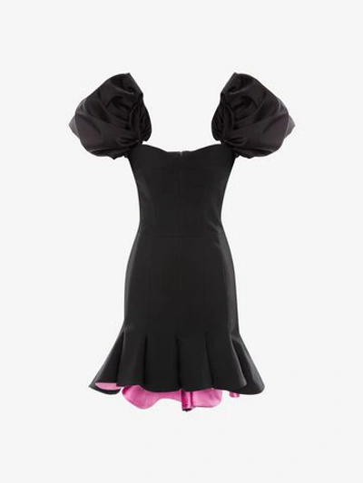 Shop Alexander Mcqueen Light Wool Silk Evening Dress In Black