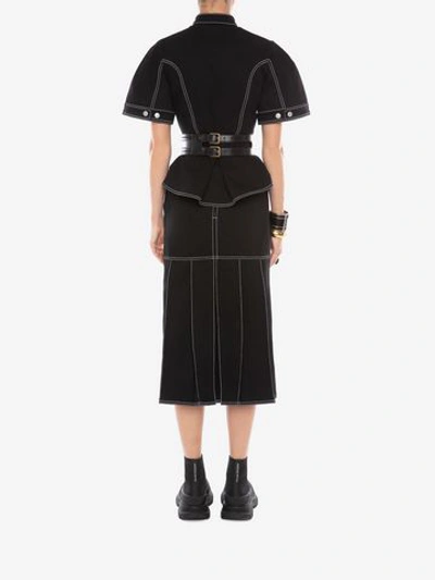 Shop Alexander Mcqueen Denim Midi Skirt In Black