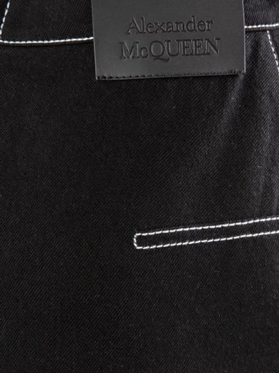 Shop Alexander Mcqueen Denim Midi Skirt In Black