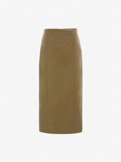 Shop Alexander Mcqueen Utility Midi Skirt In Khaki Green