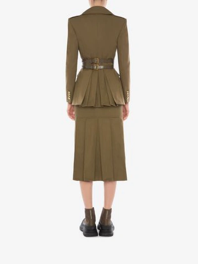 Shop Alexander Mcqueen Utility Midi Skirt In Khaki Green