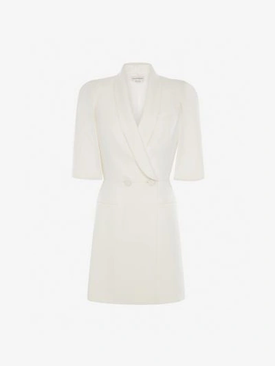 Shop Alexander Mcqueen Tuxedo Mini Dress In Light Ivory