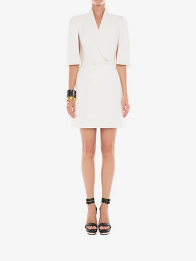 Shop Alexander Mcqueen Tuxedo Mini Dress In Light Ivory