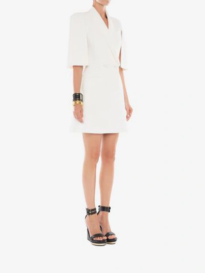 Shop Alexander Mcqueen Tuxedo Mini Dress In Light Ivory