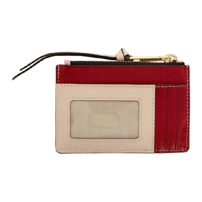 Shop Marc Jacobs Pink And Red Top Zip Multi Card Holder In 680 Powder