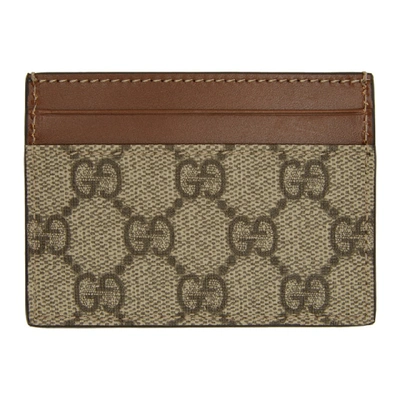 Shop Gucci Beige Gg Supreme Card Holder In 8526 Beige