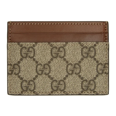 Shop Gucci Beige Gg Supreme Card Holder In 8526 Beige