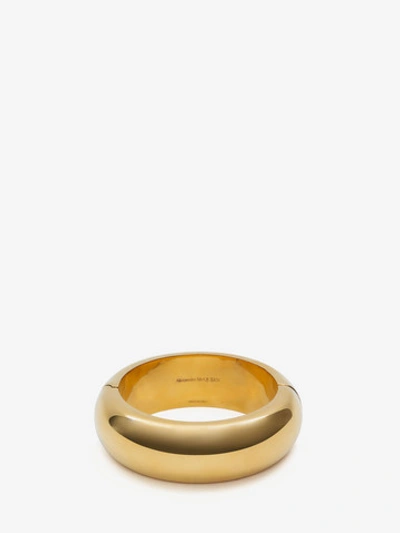 Shop Alexander Mcqueen Tubular Bracelet In Antique Gold