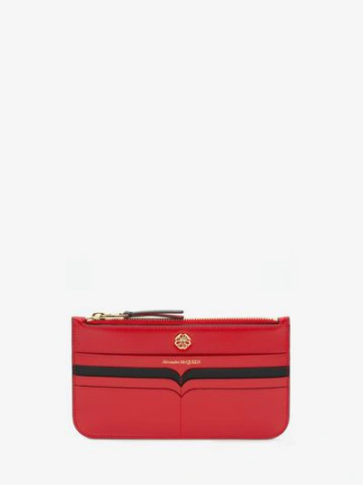 Shop Alexander Mcqueen Signature Flat Zipped Wallet In Deep Red