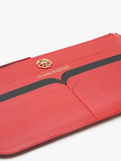 Shop Alexander Mcqueen Signature Flat Zipped Wallet In Deep Red